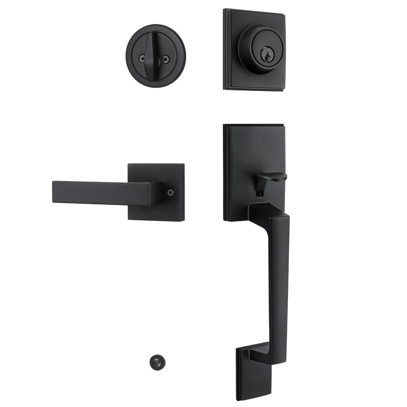 Gaurqiah Front Door Handle Set with Reversible Lever, Heavy-Duty Exterior
