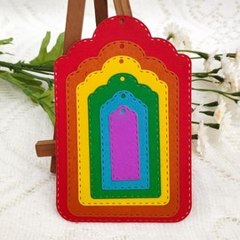 MSCHEFAY 3D Backgrounds Frame Cutting Dies for Card Making Metal Die-Cuts Scrapbooking Art DIY Paper Craft Embossing for Party WeddingAlbum Decoration (Hanging Tags-12x8.1cm)