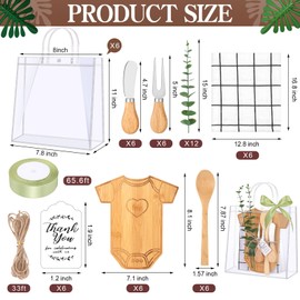 50 PCS Baby Shower Prizes for Game Winner 6 Sets Guest Gift Bamboo Charcuterie Cheese Board Thank You Tag Butter Spreaders Fork Plaid Towel with Gifts Bags for Baby Shower Wedding Bridal Gift Supplies