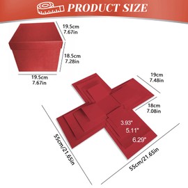 Pasdrucn DIY Explosion Gift Box, 5 Layer Snack Explosion Box, Scrapbooking Box, Creative Explosion Box for Gift, Anniversary, Birthday, Valentine's Day and Wedding (Red)