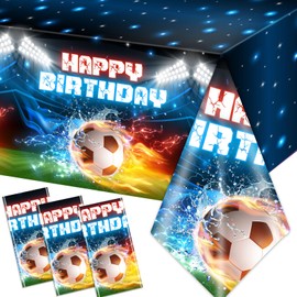 3Pcs Soccer Table Cloth, Soccer Birthday Party Decorations Soccer Table Cloth Plastic, Rectangle Soccer Party Tablecloth for Soccer Sports Theme Birthday Decorations