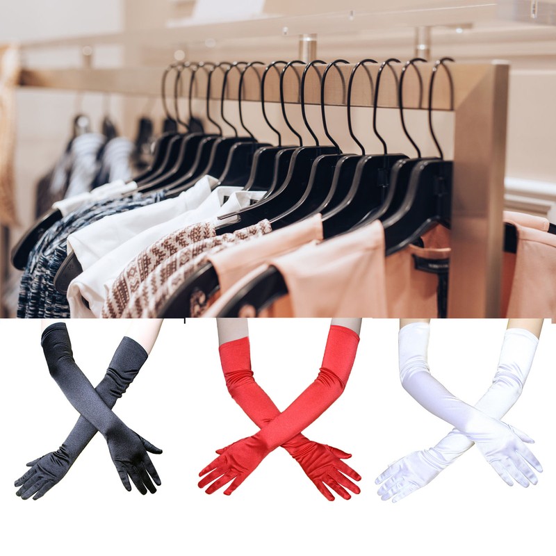 Long Satin Gloves Fashionable Stretch Long Evening Opera Satin Gloves