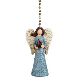 Clementine Designs Tranquil Blue Angel with Star Ceiling Fan Light Dimensional Pull