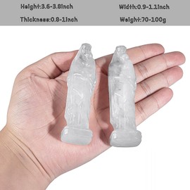 TUMBEELLUWA Clear Quartz Crystal Madonna and Child Statue Virgin Mary Holding Baby Jesus Statue Figurine Religious Christian Catholic Decor for Church Home Office