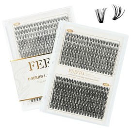 FEEGO 200D Lashes Extension Kit Thick Eyelash Extension Kit 10-20mm Lash Clusters Individual Eyelashes Kit With Lash Bond and Seal D Curl Cluster Eyelash:_Charming 3040D (Only Lash)