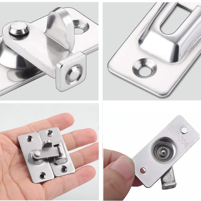 Litensh 90 Degree Door Lock Hasp Latch, Stainless Steel Right