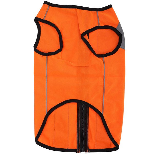 Reflective Dog Safety Vest High Visibility Fluorescent Light Jacket for Night Walks, Zipper Pet Vest for (XL-Neon Orange)