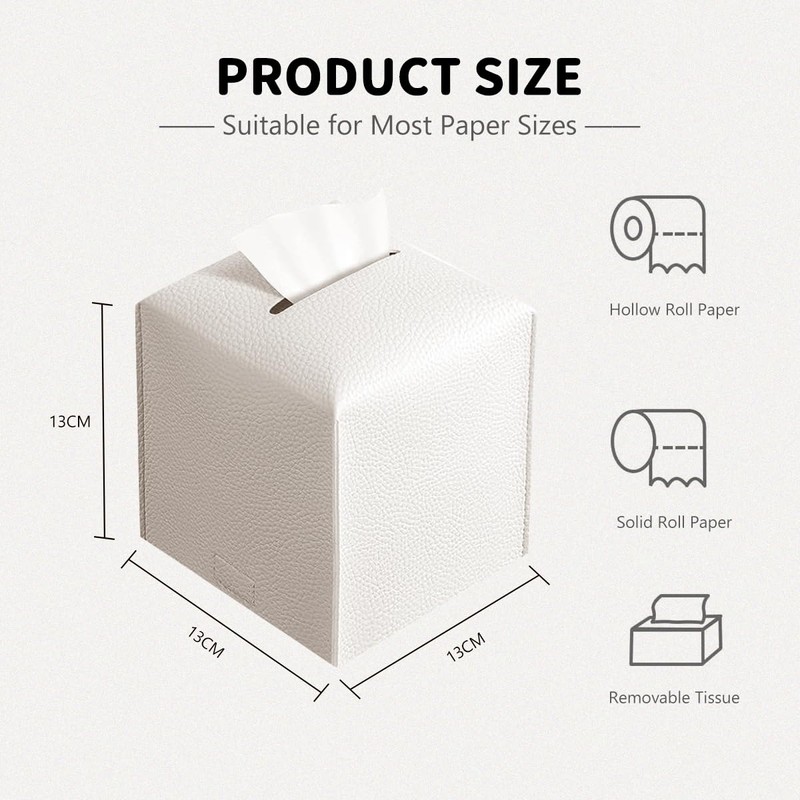 wyewye Tissue Box, PU Leather Tissue Box Holder, White