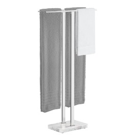 KES Standing Towel Rack with Marble Base, 37" H (Equal Height) Free Standing Towel Racks for Bathroom Floor, Fits Large Bath Towel, 18/8 Stainless Steel Polished Finish, BTH229