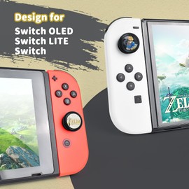 DLseego Joystick Kappen Kompatibel mit Switch/Switch Lite/Switch OLED,Harte Materialien Daumen Griffe Abdeckung Weich Anti-Rutsch 4PCS Daumen Taste Caps, Schwarze Klassische Charaktere