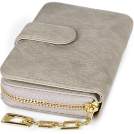 styleBREAKER purse with Paisley flowers embossing, wrap-around zip, purse, ladies 02040098, Color Light Grey