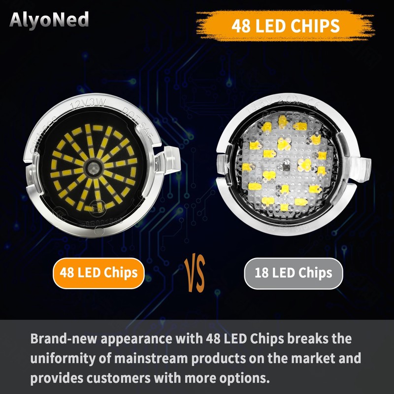 AlyoNed Pair Newly Redesigned Version 48 LED Chip Side Mirror