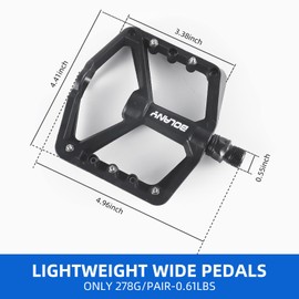 JCQIGOA Mountain Bike/MTB Pedals Bicycle Flat Pedals Aluminum 9/16" Sealed Bearing Lightweight Platform for Road Mountain BMX MTB Bike (Black)