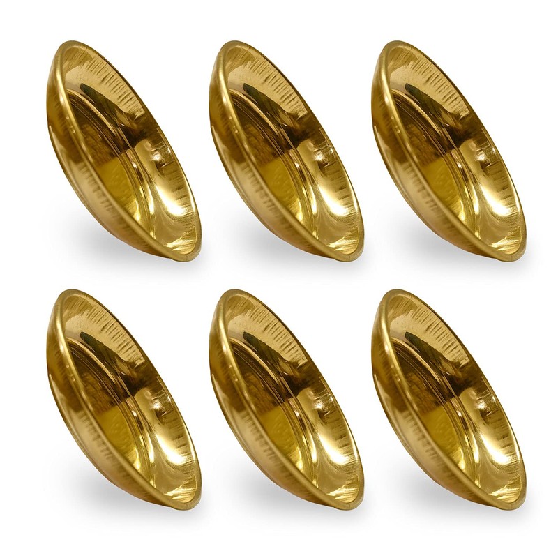 SATVIK 6 Pc Set Pure Brass Pujan Prasad Bhog Thali