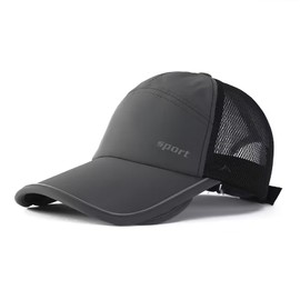 Summer Sun Visor Hat Women Adjustable Golf Cap with Retractable Brim UV Protection Beach Tennis Sport Dark Grey