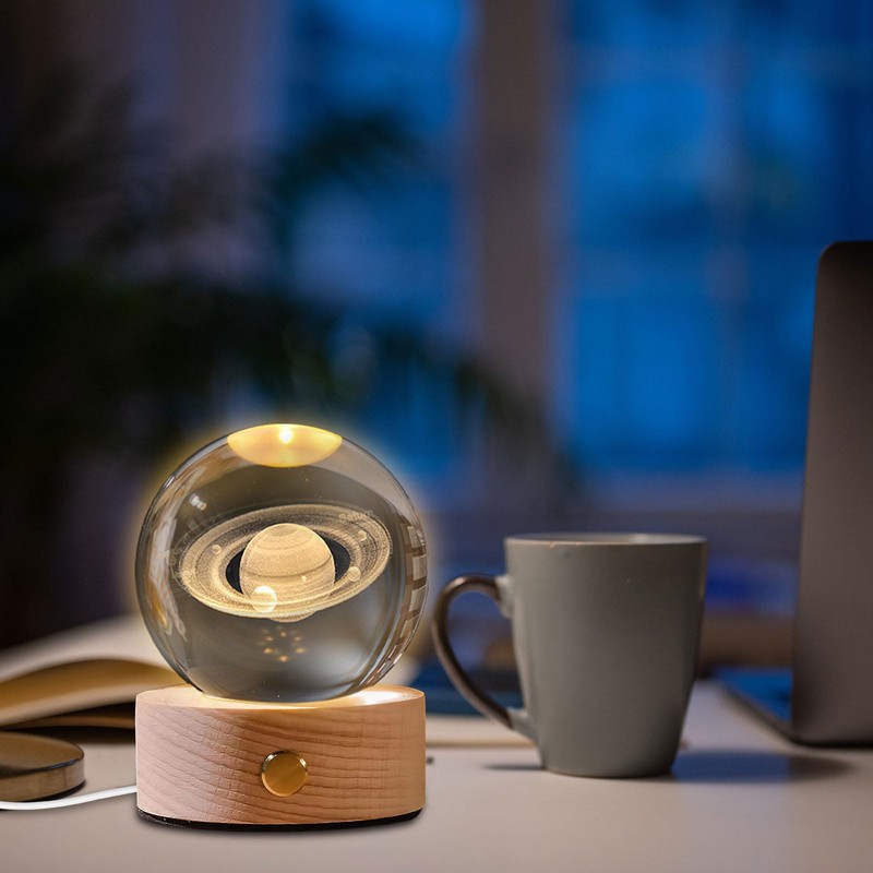 DAWRIS 3D Saturn Crystal Ball with LED Colourful Night Light