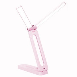 kvppvt LED Rechargeable Folding Desk Lamp, Adjustable Light Color and Brightness by Touch, USB Powered, Portable Small Table Lamp for Work, Reading, Emergency (Pink, Double Head)