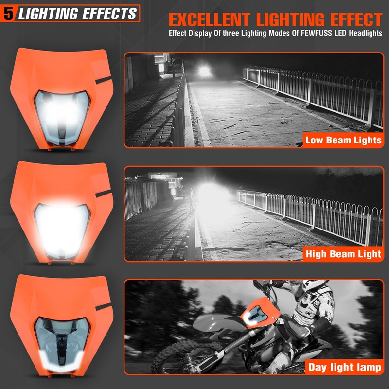 fewfuss Dirt Bike Led Headlight Motorcycle 2017-2019 Enduro Headlight Kit