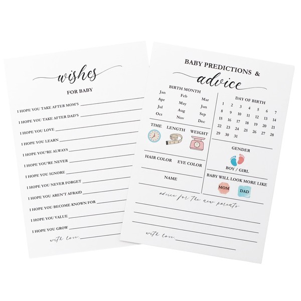 Baby Predictions and Advice Cards for Baby Shower, 50 Baby