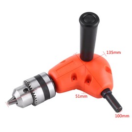 Right Angle Drill Attachment, 90 Degree Electric Drill Adapter with Handle, 9.5mm Round Shank, for Portable Drills