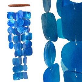 ART-CRAFT Capiz Shell Chain Garland Blue as Hanging Decoration for Windows or Decoration Living Room Garden Decoration Length 70 cm