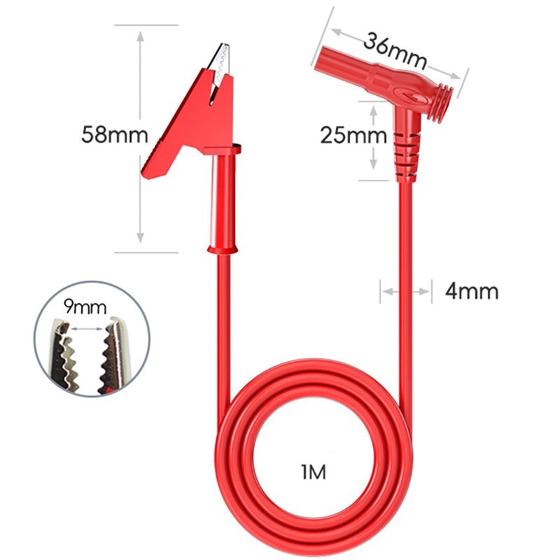 2PCS Multimeter Test Leads 4mm Banana Plug to Crocodile Clip