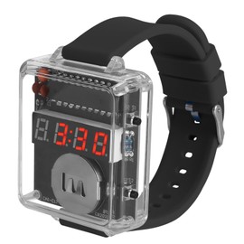 DIY Watch Kit, PEMENOL 4-Digit Soldering Practice Project Kit, 10S Automatic Sleep Mode Electronic Learning Kit for Beginners Present School College STEM Education, Black