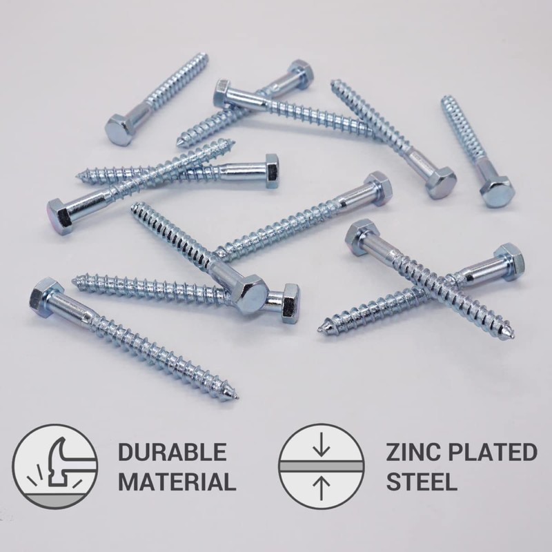 Pack of 30 DIN 571 Galvanised Steel Hexagon Wood Screws