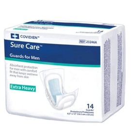 Covidien 23246A Sure Care Guards for Men, Extra Heavy Absorbency, 6-1/2" x 13" Size (Pack of 14)