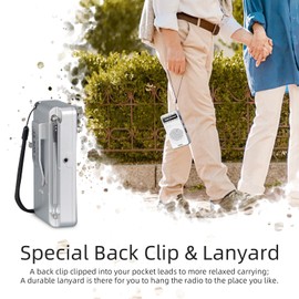 PRUNUS J-166 Portable Radio AM FM, Battery Operated Radio with Tuning Light, Back Clip, Excellent Reception for Indoor & Outdoor & Emergency Radio, AM FM Radio Portable, Transistor Radio