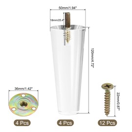 sourcing map Acrylic Furniture Legs 5 inch Set of 4, Replacement Sofa Feet Cabinet Modern Clear Decor DIY With Installation Hardware for Couch, Bench, TV Stand, Chair, Dresser