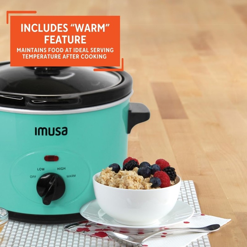 IMUSA Small Slow Cooker 1.5 QT, 3 Heat Settings, Removable