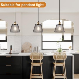 HARPER LIVING HARPER LIVING Penadant Ceiling Light Shade, Easy Fit Lampshades Black Metal Mesh, Lamp Shades, Reducing Ring Included, Vintage Ceiling Basket Cage for Bedroom Ceiling Lights Pendant (Black)