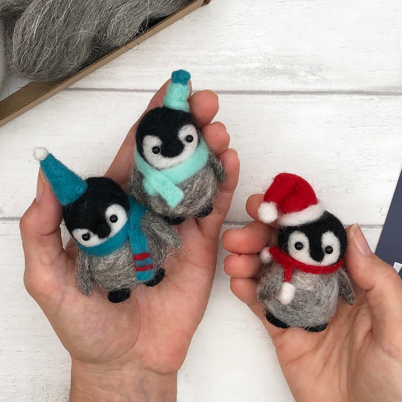 Bergin & Bath Needle Felting Kit, Penguins. Make Three Sweet