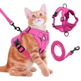 Cat Harness and Leash for Walking Soft Cat Harness Escape Proof, Adjustable Kitten Harness Cat Leash Reflective Strips Jacket, Breathable Cat Vest Harness Set for Kitten Easy to Wear Outdoor Walking