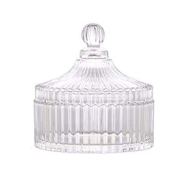 300ml/10oz Glass Candy Dish with Lid Decorative Candy Bowl Crystal Covered Candy Jar Glass Apothecary Jar Wedding Candy Buffet Jar Tent Shaped Food Jar Container for Home Office Desk Gift (Clear)