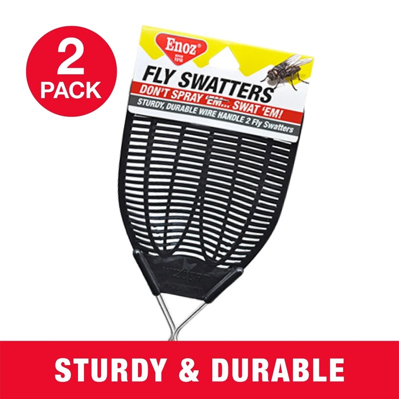 Enoz Fly Swatter, Wire Handled Plastic Fly Swatter, Assorted Colors,