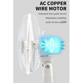 CAULO 12 Inch Rechargeable Fan,AC DC Solar Fan Left and Right Shaking Head Rechargeable Fan with Light Table Fan,Portable Solar Rechargeable Fan