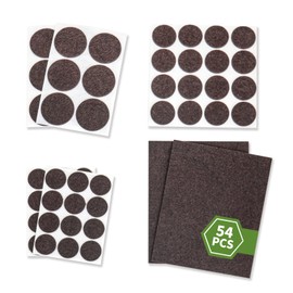COVERCORNER Furniture Protection Pads, 54 Pieces, Anti-Scratch Pad, Anti-Slip Seal, Felt Sheet, Anti-Scratch, Soundproofing, Vibration Proof, Chair Leg Cover, Popular Furniture, 52 Pieces Round + 2 Square Chair Legs, Furniture Feet, Furniture Felt, Pad T