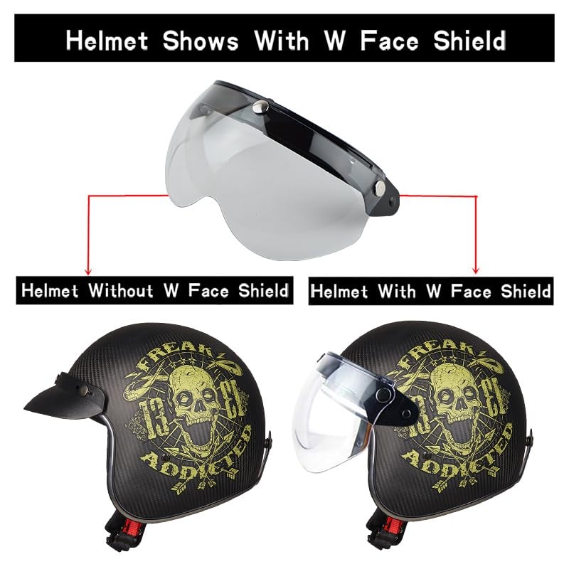 VCOROS Universal Motorcycle Retro Pilot-Style Standard 3 Snap-Button Visor Flip