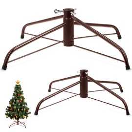 2 Pcs Christmas Tree Stand 24 Inch and 16 Inch Christmas Tree Stand Christmas Tree Folding Stand for Artificial Christmas Tree 6.5 to 8 Feet Live Trees Hold Standing Home and Party Decor (Coffee)