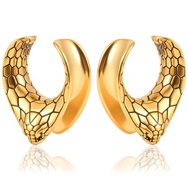 Vankula Ear Tunnel 1 Pair Saddles Flesh Plugs Snakes Stainless Steel for Men Women Ear Piercing Stretched Jewellery 8 mm to 19 mm, Metal