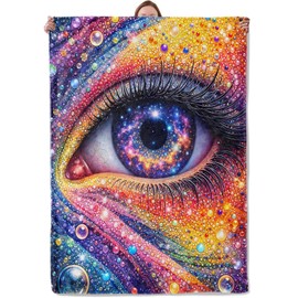 Colorful Galaxy Eye Abstract Art Throw Blanket Gifts for Kids Women, Soft Warm Cosmic Flannel Blankets for Living Room Sofa Home Bedroom Decor 50" x 60"