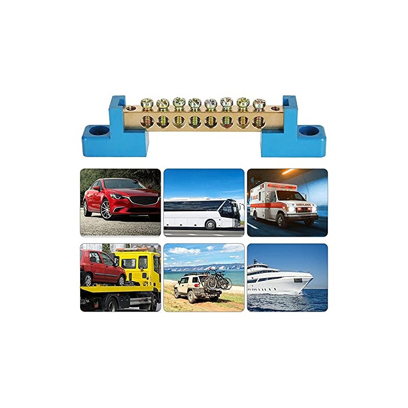 Wobekuy 8 Terminal Bus Bar Terminal Block 10 Pack Brass