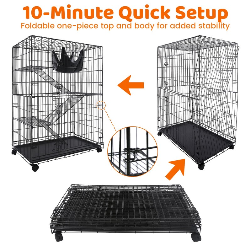 Homey Pet 50 Inch Cat Cages Indoor, Large 4-Tier Cat