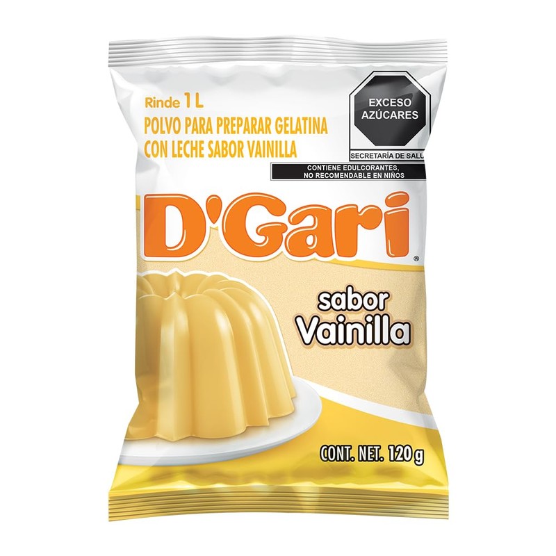 DGari Polvo para preparar gelatina con leche sabor vainilla 120