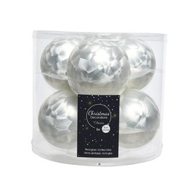6 Weihnachtskugeln/Christbaumkugeln, aus Glas, 80 mm, matt, eislack