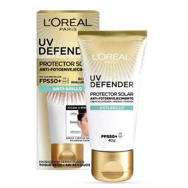 L'Oréal Paris Protector Solar Diario FPS50+ UV Defender Anti-Brillo, 40ml