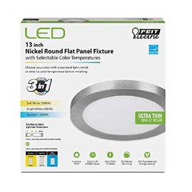 FEIT Electric 13 in. W Nickel LED Flat Panel Light Fixture