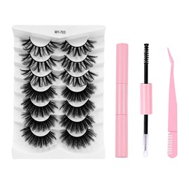FAIRYGATE B5512 False Eyelashes Short Thick Natural Make Up False Eyelash Handmade Tools Eye Lash Eyelash Line Volume with Pink Tweezers
